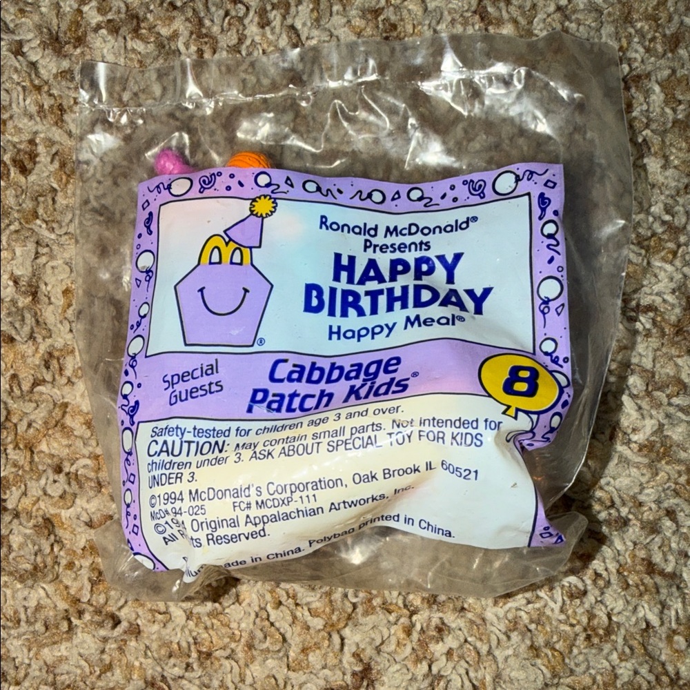 NEW 1994 McDonald's Happy Birthday Train CABBAGE PATCH KIDS Happy Meal Toy